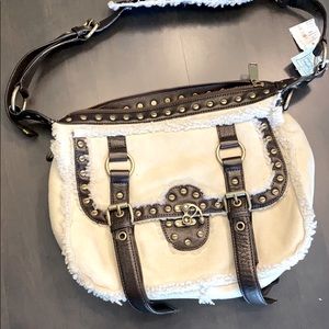NEW Cynthia Rowley shearling and leather bag